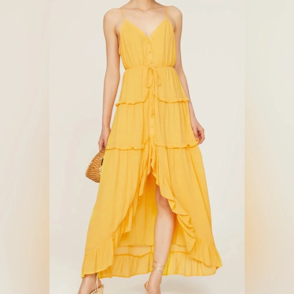 Slate & Willow Yellow Tiered Dress - Picture 1 of 11